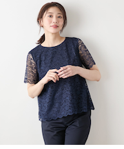 TR天竺フラワーレース 半袖プルオーバー