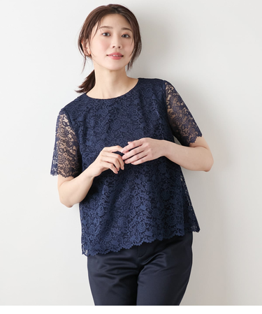 TR天竺フラワーレース 半袖プルオーバー