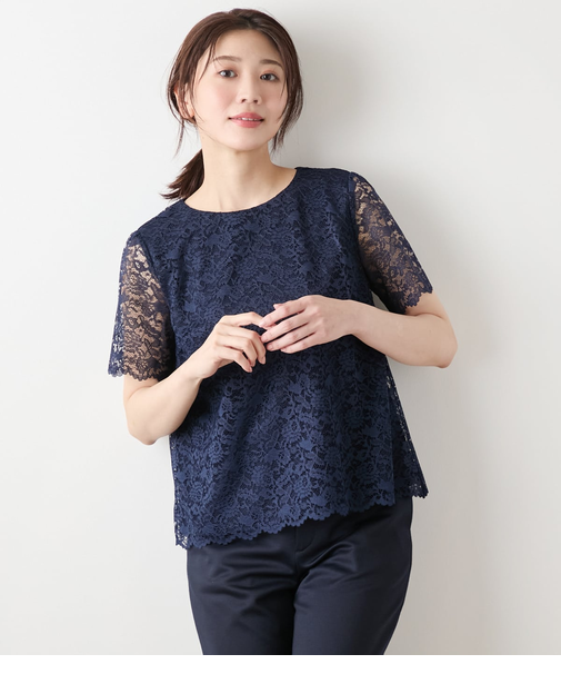 TR天竺フラワーレース 半袖プルオーバー