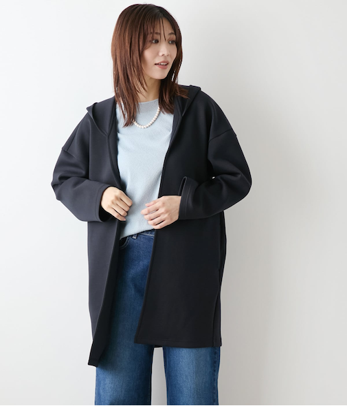 【ウォッシャブル】ポリエステルダンボールライト フーデットコーディガン