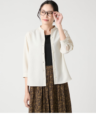 ドライクロス 7分袖スタンドカラーシャツ