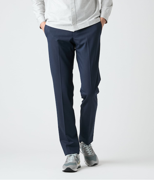 【ストレッチ・防シワ】FLEX COMFORT マイクロヘリンボーン ウエストアジャストスラックス(セットアップ対応)