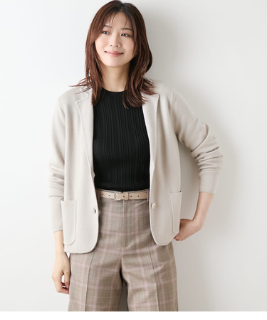 【手洗い可能】和紙混接結編み ニットジャケット