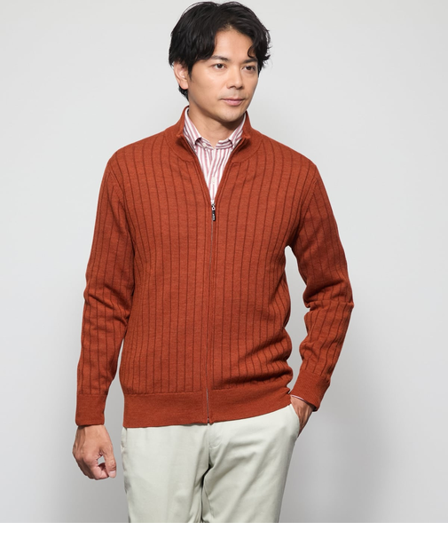 プレーティング ジップアップスタンド カーディガン