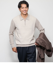 襟付きハーフジップニット