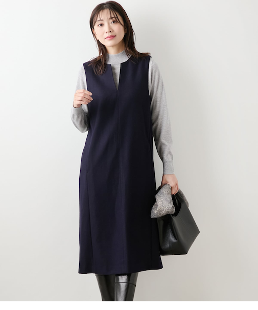 NEWYORKER MELTON キーネックジャンパースカート