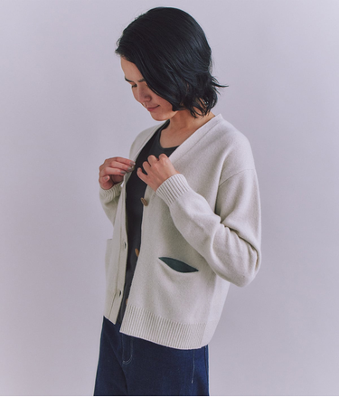 Colorful Melange 配色ポケットニットカーディガン