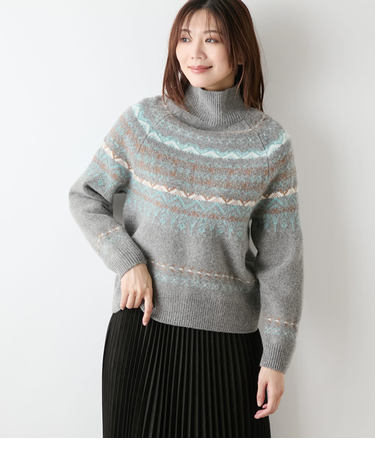 フェアアイル ハイネックニットプルオーバー