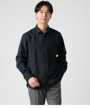 グレンチェック 長袖ショートポイントシャツ