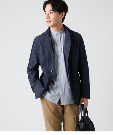 【ウォッシャブル・ストレッチ】斜めカットコール カッタウェイカラーコンバーチブルアウター(セットアップ対応)