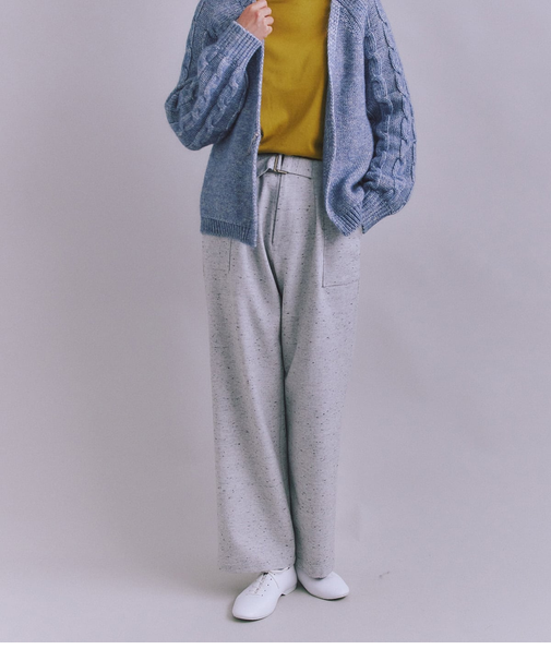 【ウォッシャブル】Nep Tweed ベルトベイカーパンツ