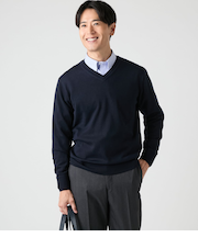 【ウォッシャブル】Vネックプルオーバーニット