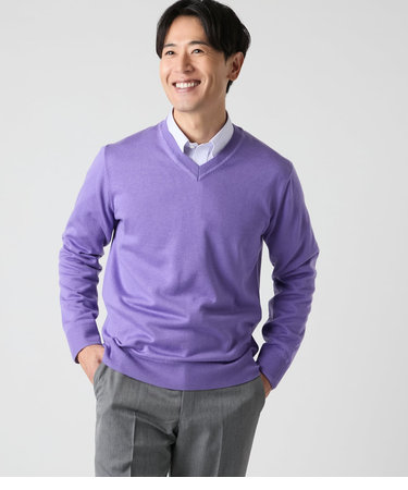 【ウォッシャブル】Vネックプルオーバーニット