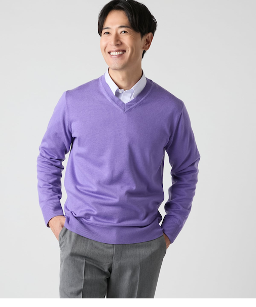 【ウォッシャブル】Vネックプルオーバーニット