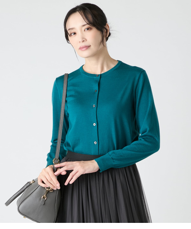 ウォッシャブルウール クルーネックカーディガン