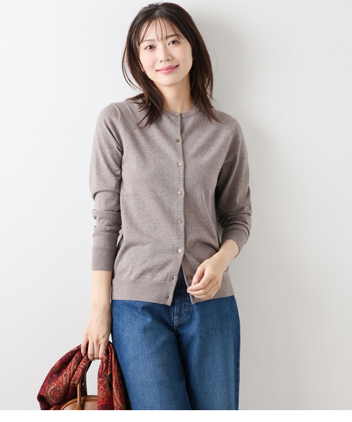 【手洗い可能】キャッシュウール クルーネックカーディガン