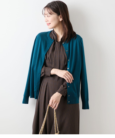 【手洗い可能】キャッシュウール クルーネックカーディガン