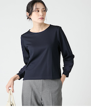 アクア―スティングリブ 袖口切り替え長袖プルオーバー