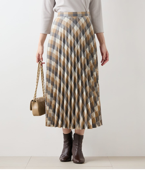 エターミンブロックチェック プリーツスカート