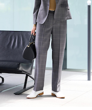 ウールウインドウペイン ストレートパンツ