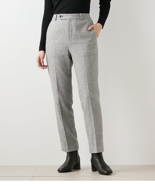 ブロークンヘリンボーンツィード テーパードパンツ