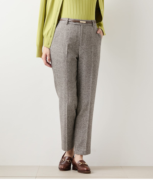 ブロークンヘリンボーンツィード テーパードパンツ