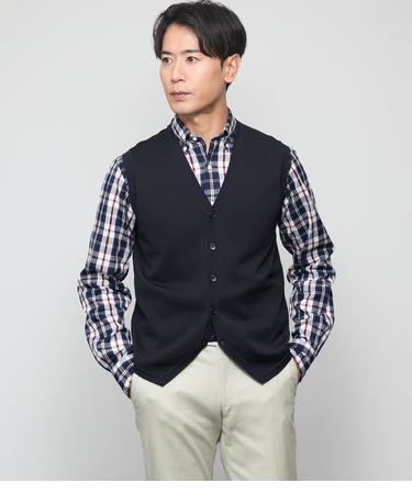 【ウォッシャブル】Vネック 前開きニットベスト