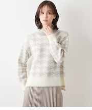 千鳥柄ダブルジャカード ハイネックプルオーバー