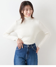 【手洗い可能】レーヨンポリストレッチ リブタートルネックプルオーバー