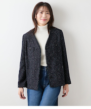 ネオンカラーミックスツィード ノーカラージャケット