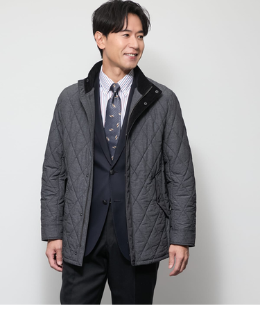 【撥水】メランジ調タフタ キルティングアウター