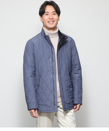 【撥水】メランジ調タフタ キルティングアウター