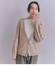 Cotton Alpaca ケーブルラグランニットカーディガン