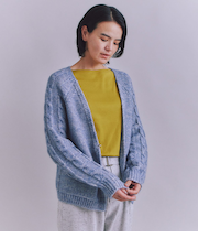 Cotton Alpaca ケーブルラグランニットカーディガン