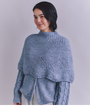 Cotton Alpaca 木の葉柄ニットケープ