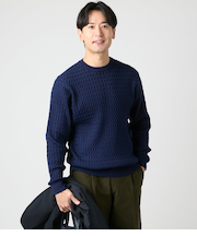 【ウォッシャブル】ケーブル クルーネックプルオーバーニット
