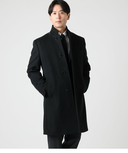 ウールショートビーバー ロングコンバーチブルカラーコート