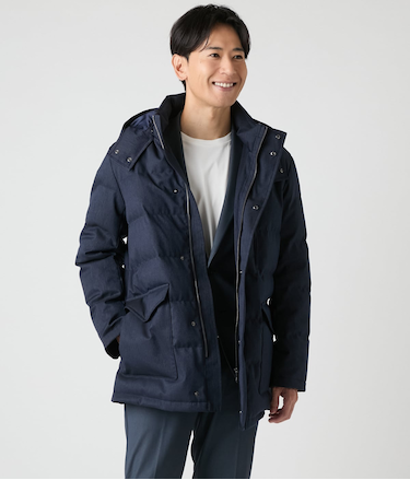 【撥水・防風】ポリエステルカルゼ ラミネート シティーフィールドダウンアウター