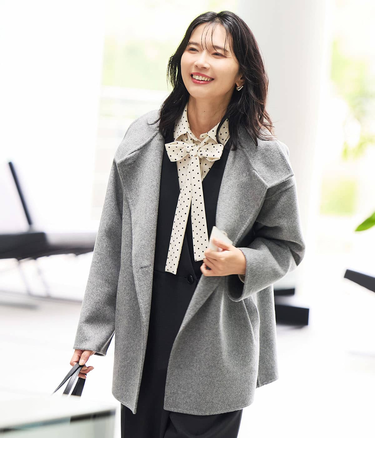 ウールナイロンリバー スタンドショートコート