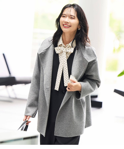 ウールナイロンリバー スタンドショートコート