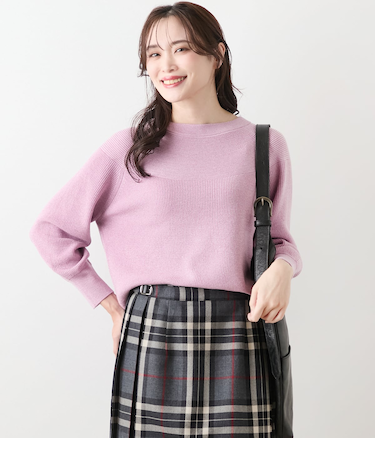 【手洗い可能】片畦ラメブレーティング クルーネックニット