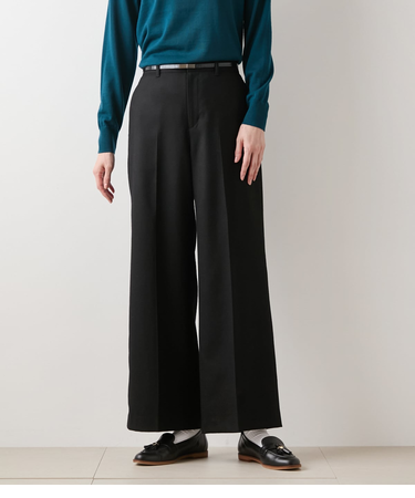 ウールフラノ センタープレスワイドパンツ