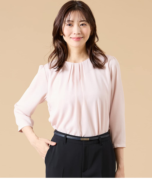 【NEW】ニューヨーカー（NEWYORKER）/TR天竺＆ストレッチデシン ドッキングブラウス TR天竺＆ストレッチデシン ドッキングブラウス｜ニューヨーカーの通販