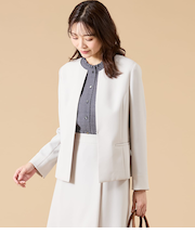 【ウォッシャブル】シルキークロス ノーカラ―ジャケット