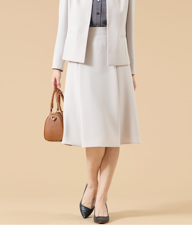 【ウォッシャブル】シルキークロス タックフレアスカート