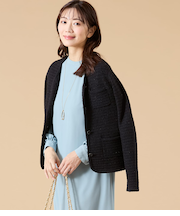 ツィーディーラメ ノーカラーニットジャケット