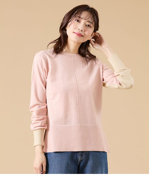 【NEW】ニューヨーカー（NEWYORKER）/ウール天竺 バイカラーニットプルオーバー ウール天竺 バイカラーニットプルオーバー｜ニューヨーカーの通販