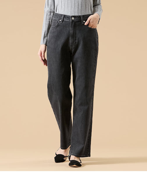 【ストレッチ】EDWIN 11オンスストレートブラックデニムパンツ