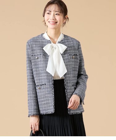ソフトミックスツィード ノーカラージャケット