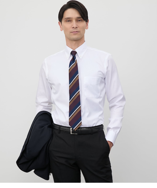 NY CARE FREE・SUPIMA COTTON ツイル 長袖ボタンダウンシャツ